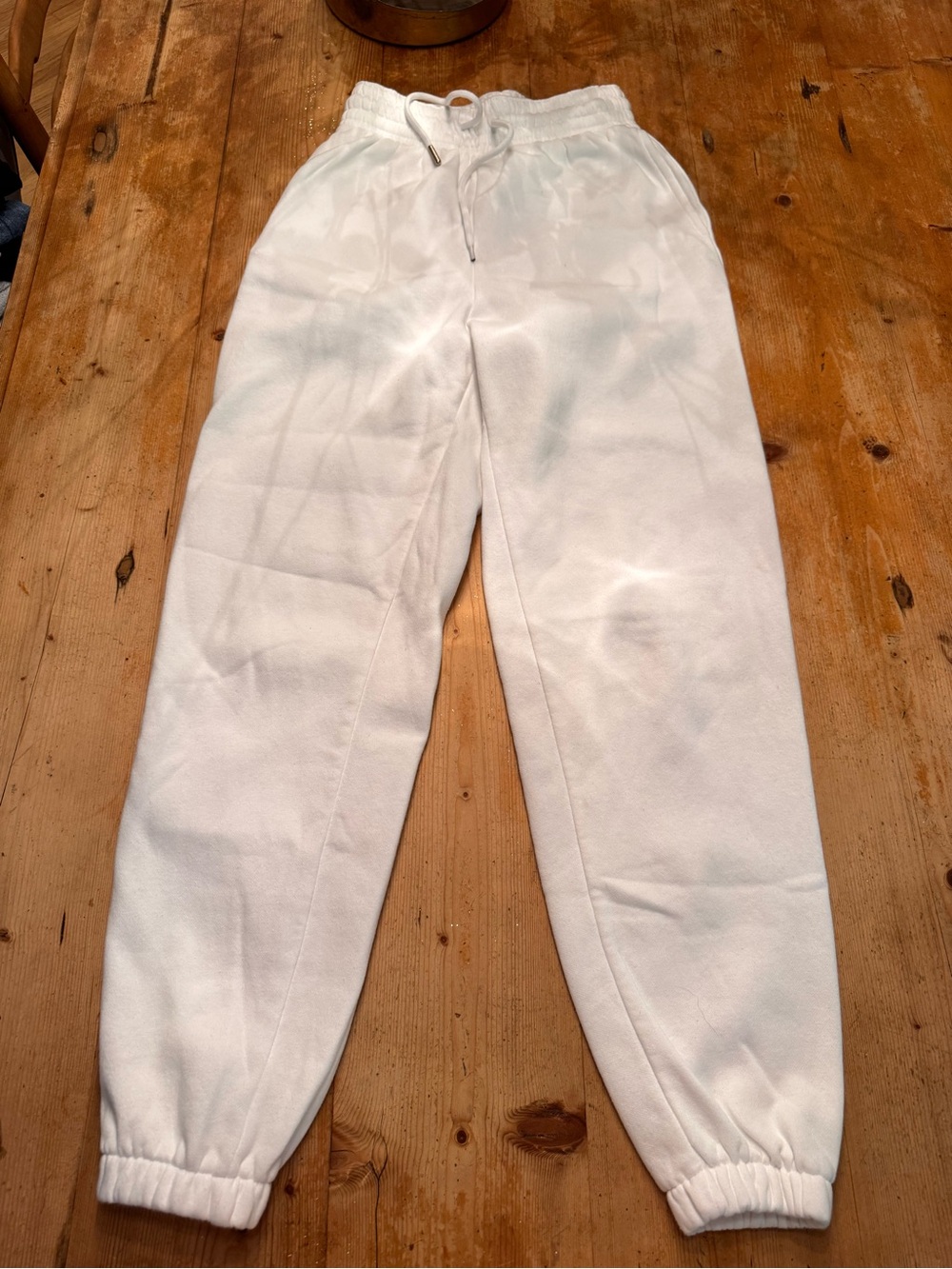H&M White Drawstring Jogger Pants